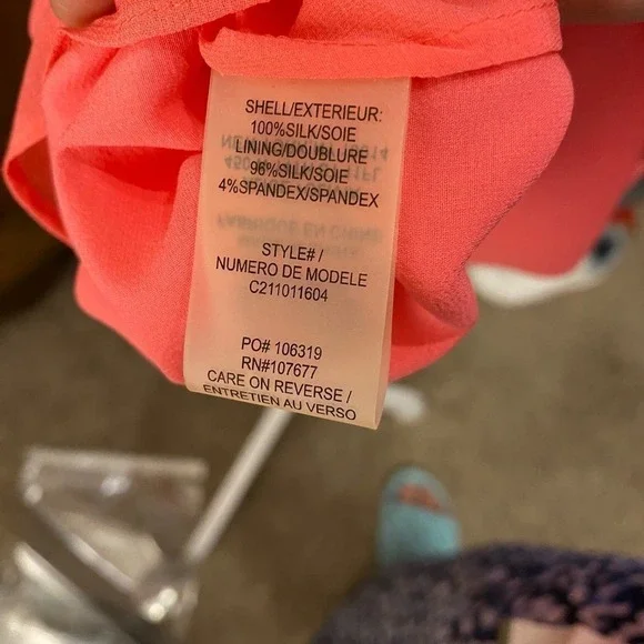 NWT Alice + Olivia Hot Neon Pink 100% Silk Trapeze Hem Layered Dress shift Small